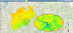 Windkarte für Nordrhein-Westfalen<br />
© anemos Gesellschaft für Umweltmeteorologie mbH