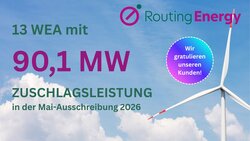 Routing Energy Kunden bekommen Zuschläge für 13 Windenergieanlagen mit insgesamt 90,1 MW Leistung<br />
© Routing Energy
